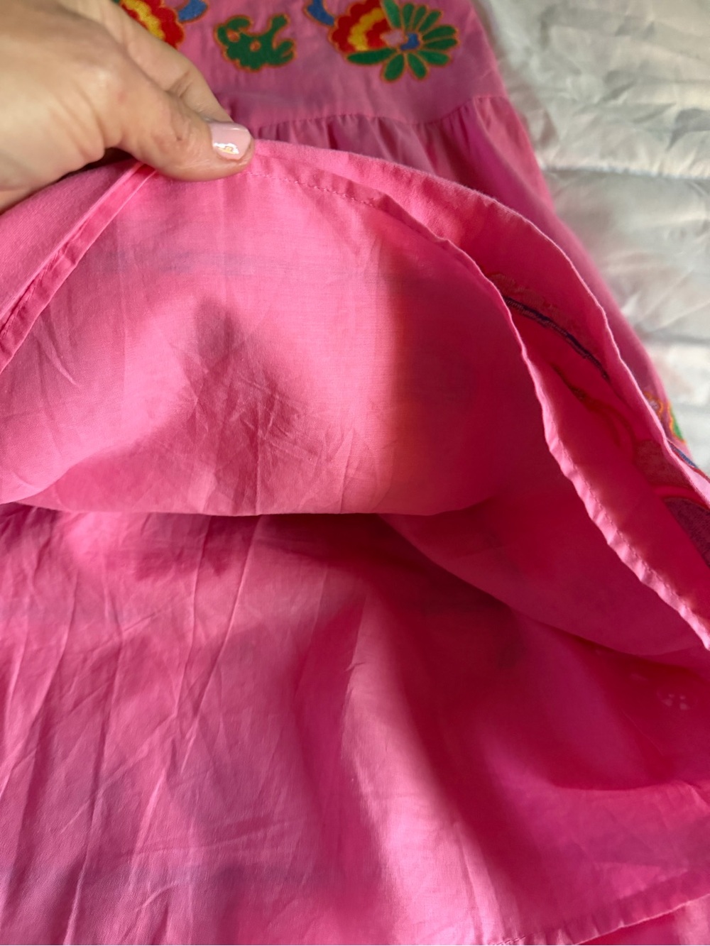 Embroidered 100% cotton Pink Sundress with Floral Motif - Picture 9 of 11